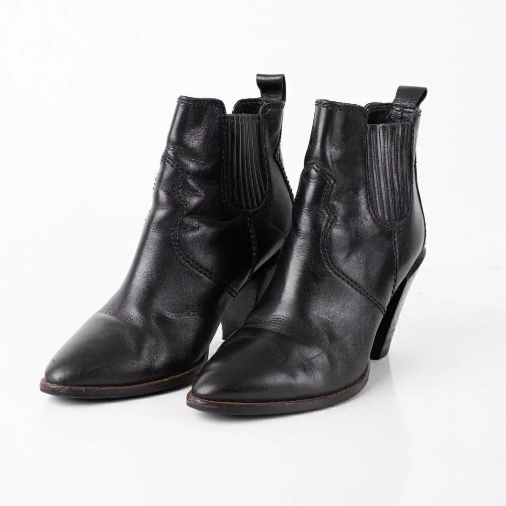 Coach Westyn Womens Black Leather Heeled Ankle Boots Booties Sz 9.5 Eu 39.5